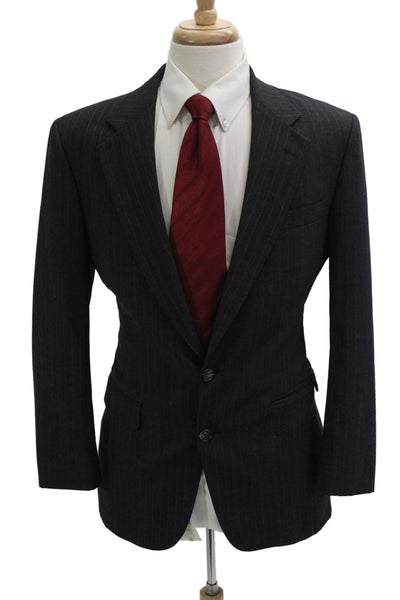 Botany Mens Dark Gray Virgin Wool 2pc Suit Jacket Striped Size 40