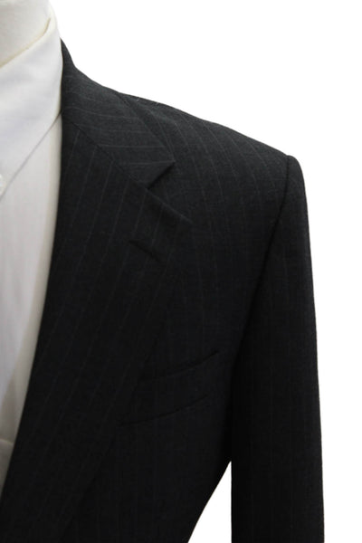 Botany Mens Dark Gray Virgin Wool 2pc Suit Jacket Striped Size 40