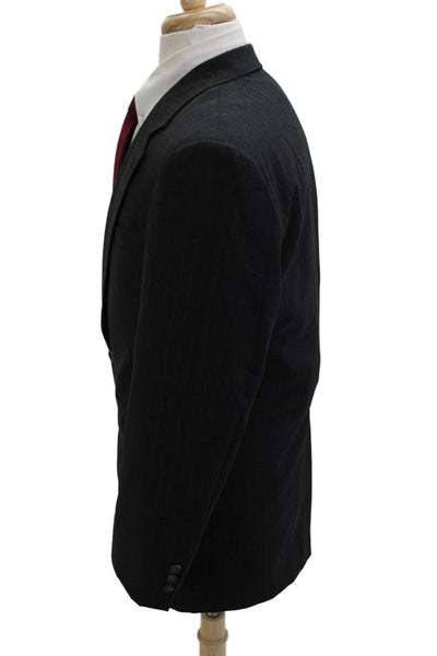 Botany Mens Dark Gray Virgin Wool 2pc Suit Jacket Striped Size 40
