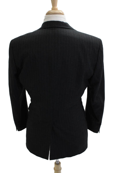 Botany Mens Dark Gray Virgin Wool 2pc Suit Jacket Striped Size 40
