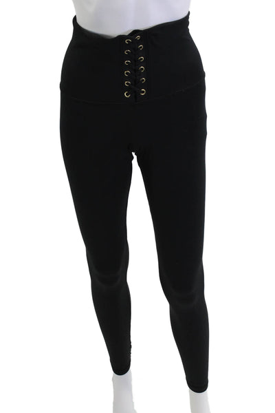 We Wore What Womens Ankle Jeggings Black Lace Up Gothic Size M