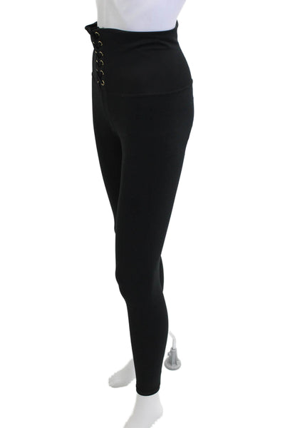 We Wore What Womens Ankle Jeggings Black Lace Up Gothic Size M