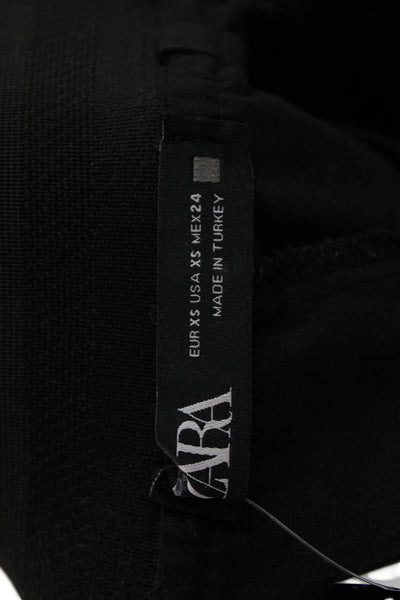 Zara Womens Cropped Ankle Pants Black Polyester Solid Size XS