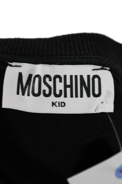 Moschino Girls Sleeveless Round Neck Graphic Print Top Black Size 5
