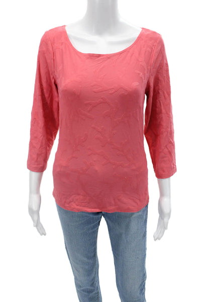J. Mclaughlin Women Basic Pink Round Neck 3/4 Sleeve Blouse Size M