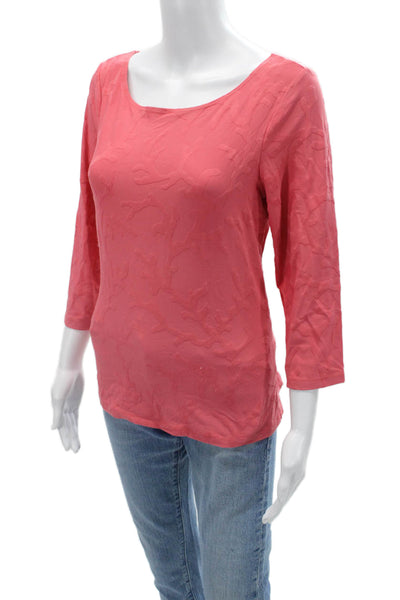 J. Mclaughlin Women Basic Pink Round Neck 3/4 Sleeve Blouse Size M