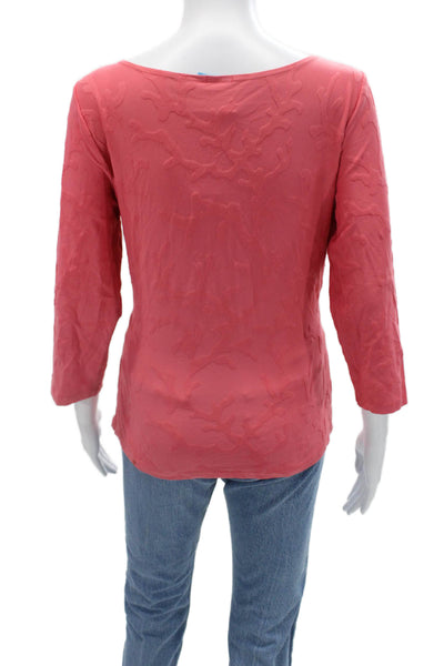 J. Mclaughlin Women Basic Pink Round Neck 3/4 Sleeve Blouse Size M