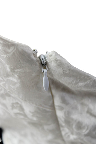 Danarys New York Women Sheath Dress White Silk Sleeveless Floral Tie Size 0