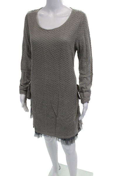 AltarD State Women Sweater Dress Gray Long Sleeve Round Neck Size L