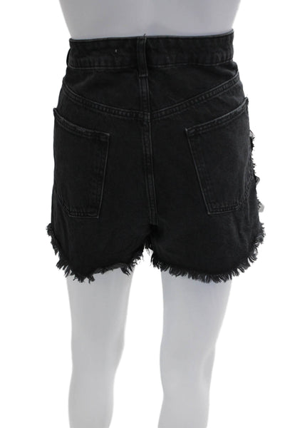 Zara Unisex Black 90s Cotton Solid Shorts Size 10