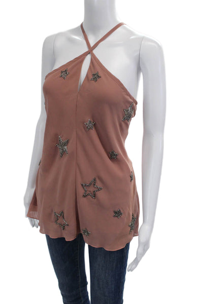 Chaser Womens Brown Star Print Camisole Polyester Sleeveless Size M