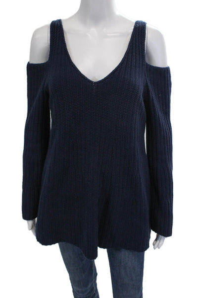 Knitted & Knotted Anthropologie Unisex Dark Blue V-Neck Pullover Size M