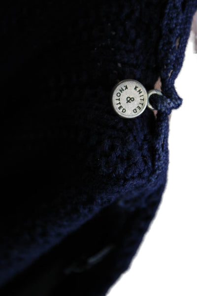 Knitted & Knotted Anthropologie Unisex Dark Blue V-Neck Pullover Size M