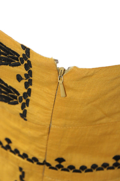 Floreat Womens Fit & Flare Sundress Yellow Cotton Square Neck Sleeveless Size 4