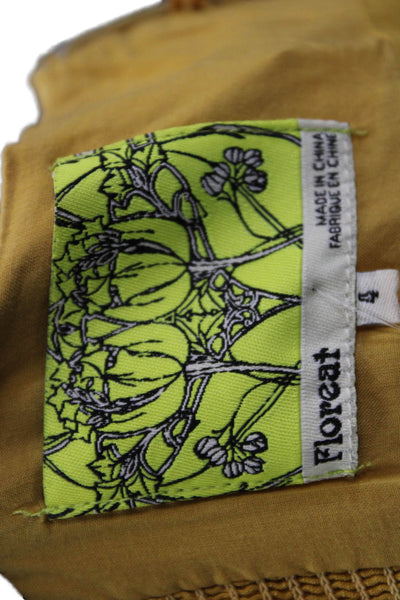 Floreat Womens Fit & Flare Sundress Yellow Cotton Square Neck Sleeveless Size 4
