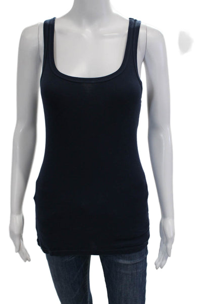 Splendid Women Basic Tank Dark Blue Square Neck Sleeveless Size S