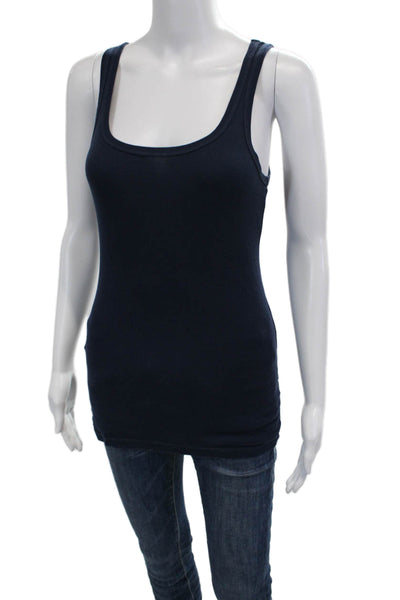 Splendid Women Basic Tank Dark Blue Square Neck Sleeveless Size S