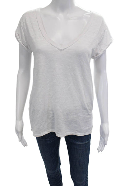 Z Supply Women Basic White V-Neck Short Sleeve T-Shirt Size S