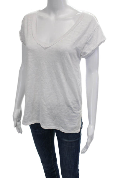 Z Supply Women Basic White V-Neck Short Sleeve T-Shirt Size S