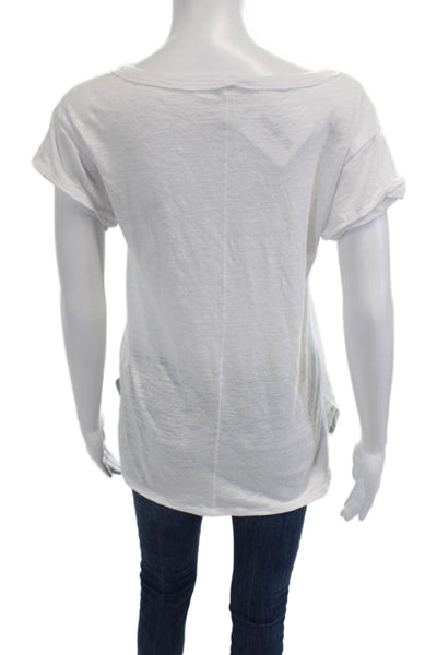 Z Supply Women Basic White V-Neck Short Sleeve T-Shirt Size S