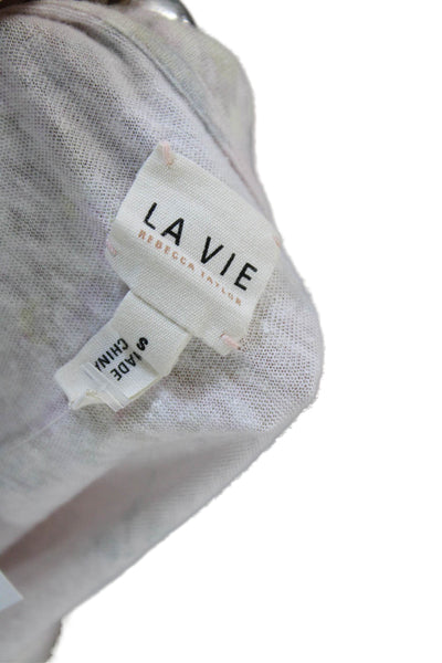 La Vie Women Cropped T-Shirt Pink Crew Neck Short Sleeve Linen Cotton Size S