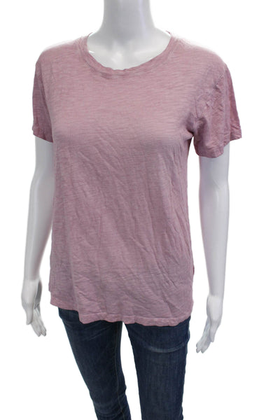 Splendid Womens Basic Jersey T-Shirt Pink Crew Neck Short Sleeve Size XS