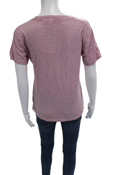 Splendid Womens Basic Jersey T-Shirt Pink Crew Neck Short Sleeve Size XS