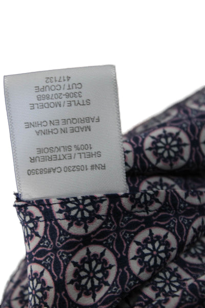 Splendid Women Silk Sleeveless Tank Geometric Round Neck Dark Blue Basic Size S