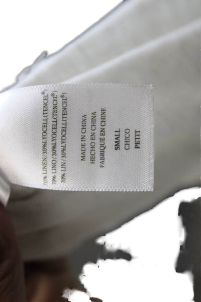 Rails Women White Linen T Shirt Long Sleeve Basic Petite Size S