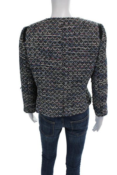 Tahari Women Black Designer Blazer Crew Neck Long Sleeve Size 4
