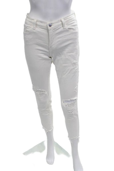 J Brand Women Ankle Skinny Jeans White Low Rise Cotton Blend Size 27