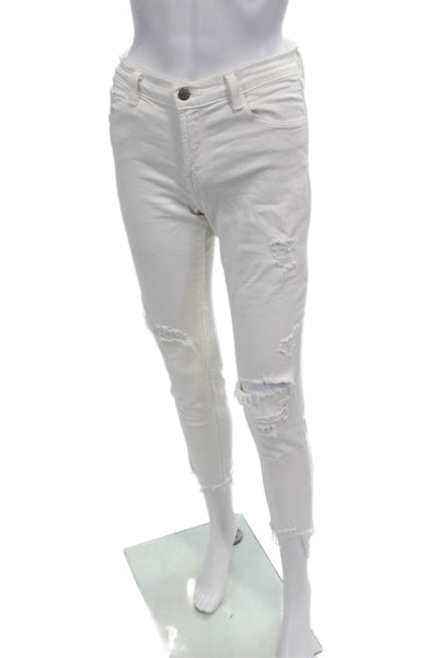 J Brand Women Ankle Skinny Jeans White Low Rise Cotton Blend Size 27