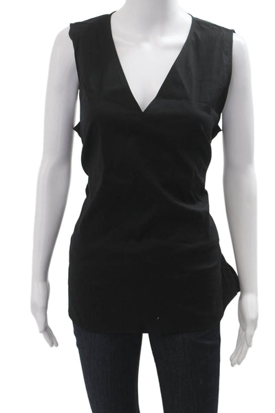 Lafayette 148 New York Women Tunic Tank Black V-Neck Sleeveless Size L