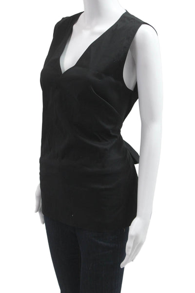 Lafayette 148 New York Women Tunic Tank Black V-Neck Sleeveless Size L