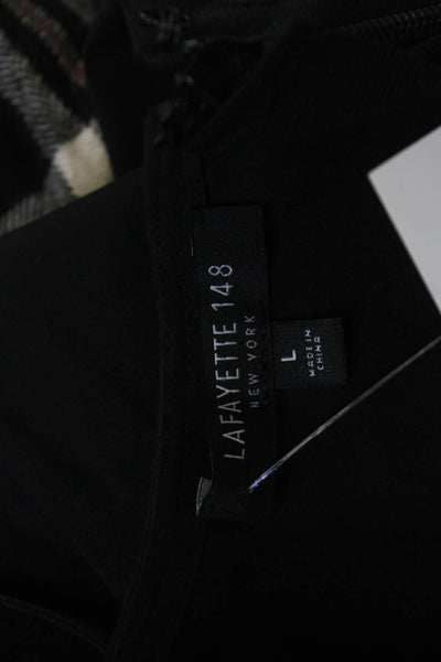 Lafayette 148 New York Women Tunic Tank Black V-Neck Sleeveless Size L