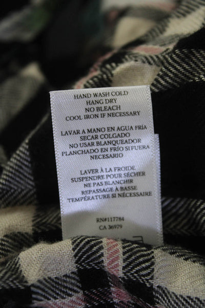 Rails Women Plaid Collared Button-Up Black Rayon Long Sleeve 90s Size L