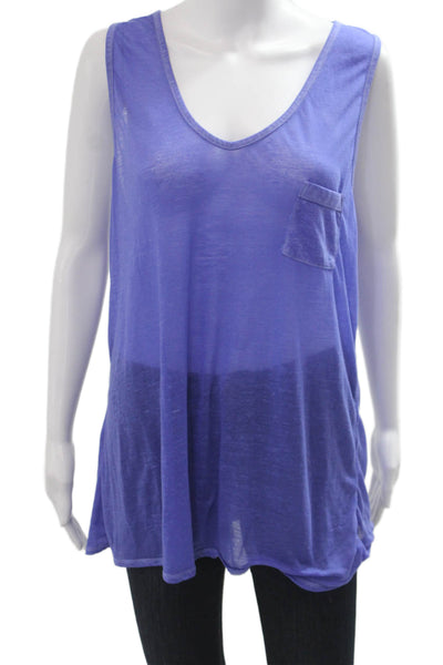 Athleta Womens Purple V Neck Tunic Tank Sleeveless Basic Size M