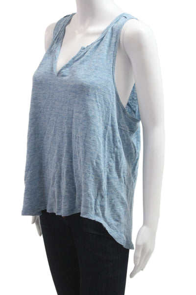 Athleta Women Basic Linen V Neck Sleeveless Tank Light Blue Size L