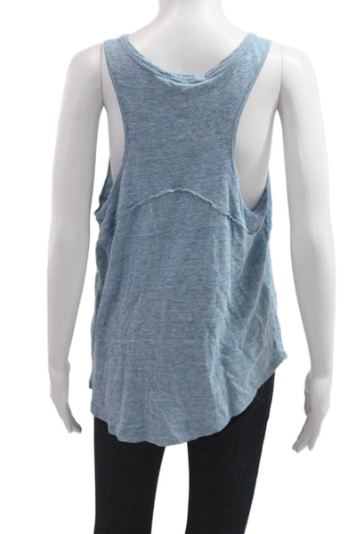 Athleta Women Basic Linen V Neck Sleeveless Tank Light Blue Size L
