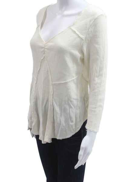 Intimately Free People Womens Boho Tunic V Neck 3/4 Sleeve Beige Size L