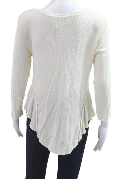 Intimately Free People Womens Boho Tunic V Neck 3/4 Sleeve Beige Size L