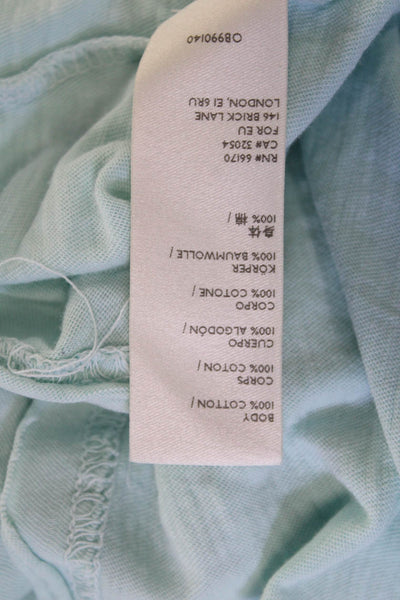 We The Free Women Basic Light Blue Cotton Crew Neck Long Sleeve T Shirt Size XS