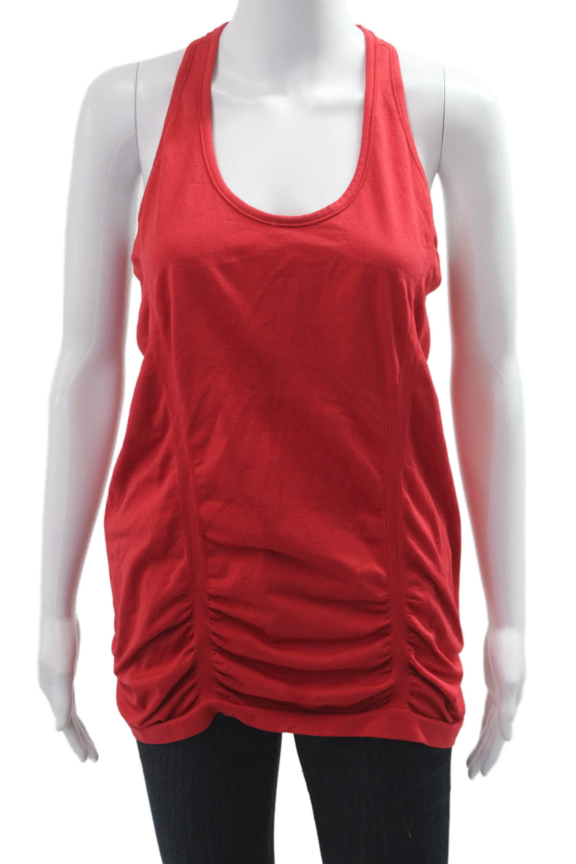 Athleta Womens Red Cotton Sleeveless Tank Round Neck Solid Size XL
