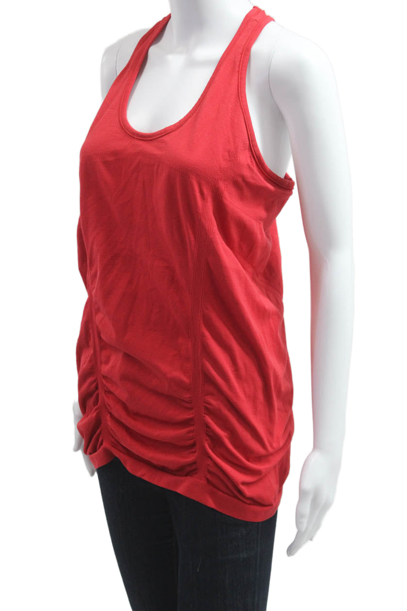Athleta Womens Red Cotton Sleeveless Tank Round Neck Solid Size XL
