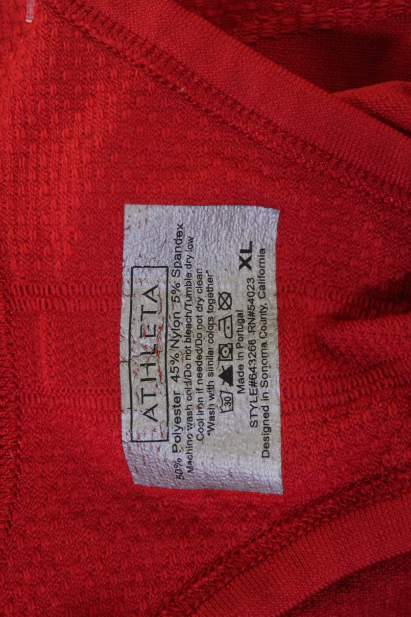Athleta Womens Red Cotton Sleeveless Tank Round Neck Solid Size XL