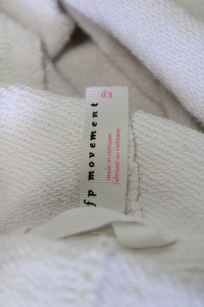 FP Movement Womens White Cropped Cotton Mock Neck Long Sleeve Sweater Size S