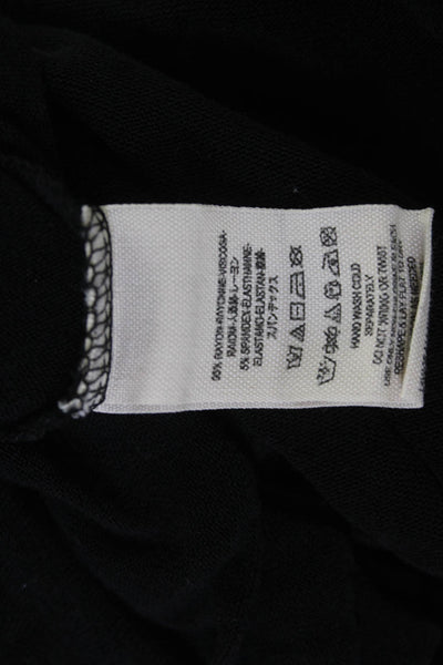 Free People Women Jersey Long Sleeve Round Neck Black Blouse Size L