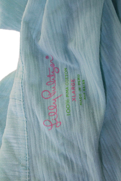 Lilly Pulitzer Women Light Blue Pima Cotton Solid Long Sleeve Sweater Size L