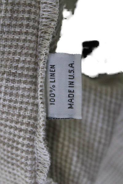 Bryn Walker Womens Linen One Button Long Sleeve Printed Blazer Light Brown Sz L