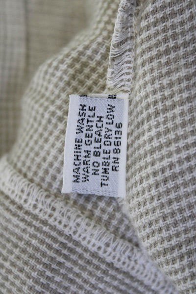 Bryn Walker Womens Linen One Button Long Sleeve Printed Blazer Light Brown Sz L